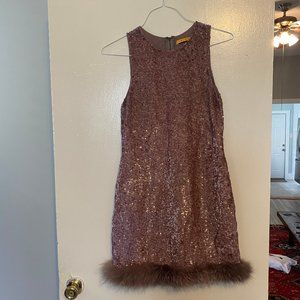 Alice + Olivia Sequin Dress with Fur